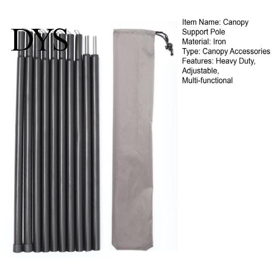 Hiking Tent Pole Kit 1 Set Canopy Support with Storage Bag 10 Sections Heavy Duty Metal Beach Party Poles Outdoor Camping Sunshade Hammock Tarpaulin