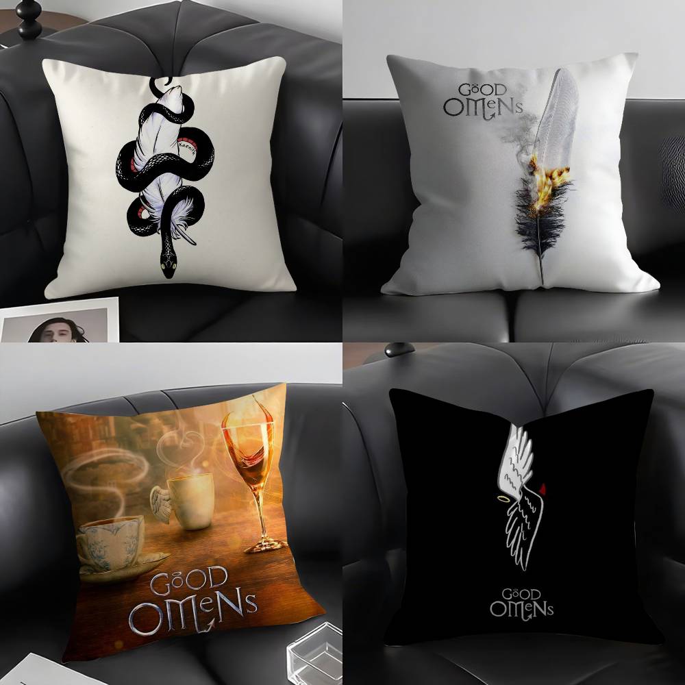 Tv G-Good Omens Pillow Case Plush Fabric Soft Double-Sided Printed Sofa Warm Winter Home Gift Cushion Cover
