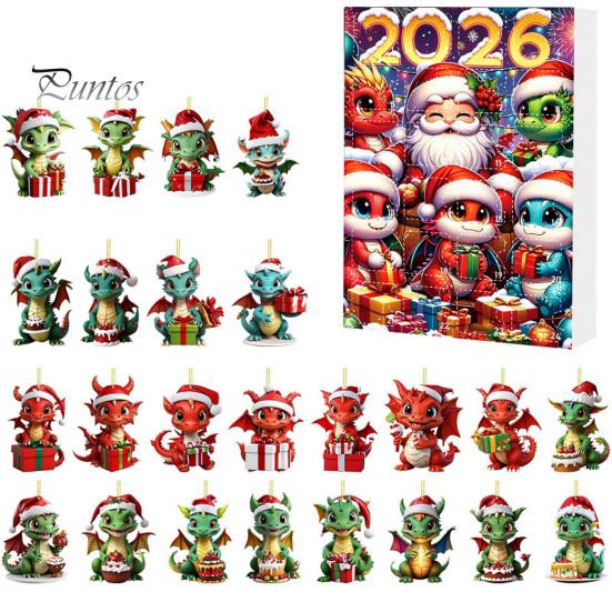 Unique Christmas Souvenirs Dragon Advent Calendars 2026, 24 Days Countdown Calendar with 2D Acrylic Ornaments, Collectible Figures for Tree Home Decor