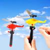 3PCS Children's Outdoor Sports Flying Toy Handle Pull Line Airplane Toy Flying Toy Children's Helicopter 360° Rotation Flying
