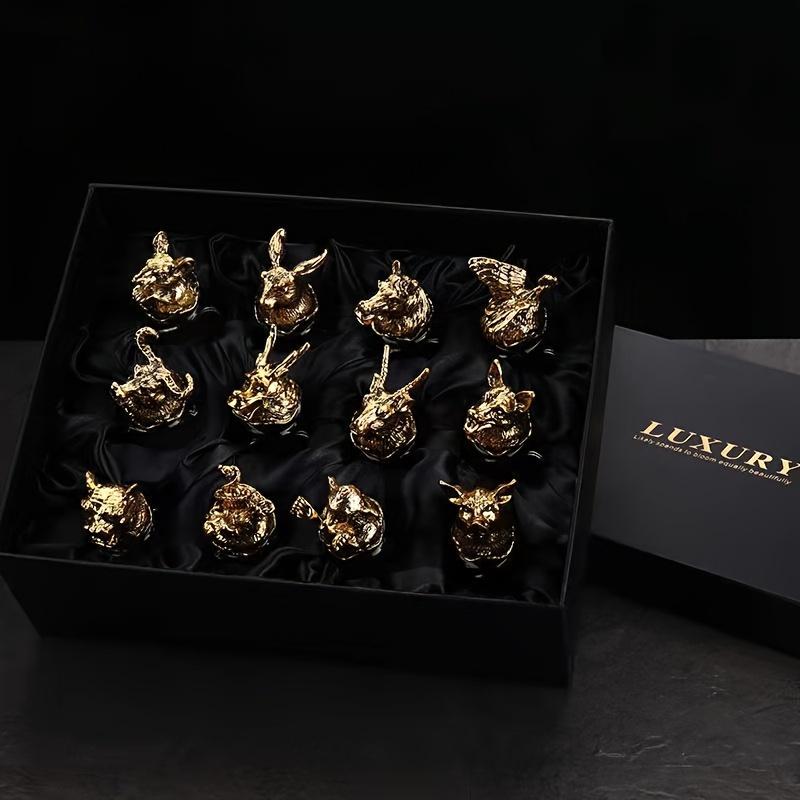 Set elegant de 12 pahare Zodiac - Vase chinezești Baijiu Multifuncționale și reutilizabile Perfect pentru cadouri