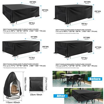 Garden Furniture Cover with Air Vent Waterproof Windproof Anti-UV Heavy Duty Rip Proof 600D Oxford Patio Garden Table Cover Pack