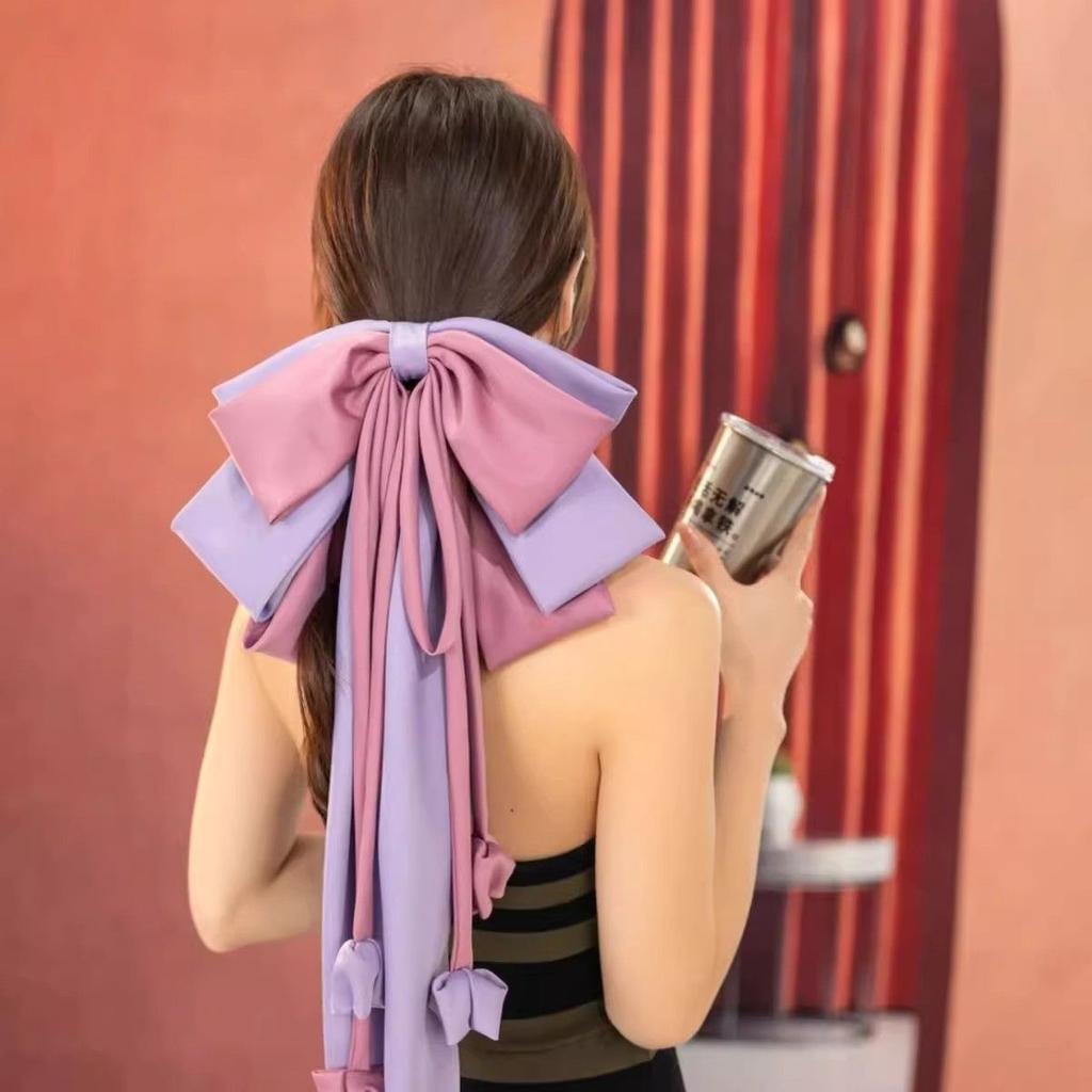 Elegant and sweet light luxury high sense bow spring clip large design hair clip