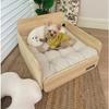 Solid Wood Pet Bed for Cats & Dogs Elevated Dog Sofa with Cushion Ground Moisture-proof Teddy Bed All-Season Universal Pet House
