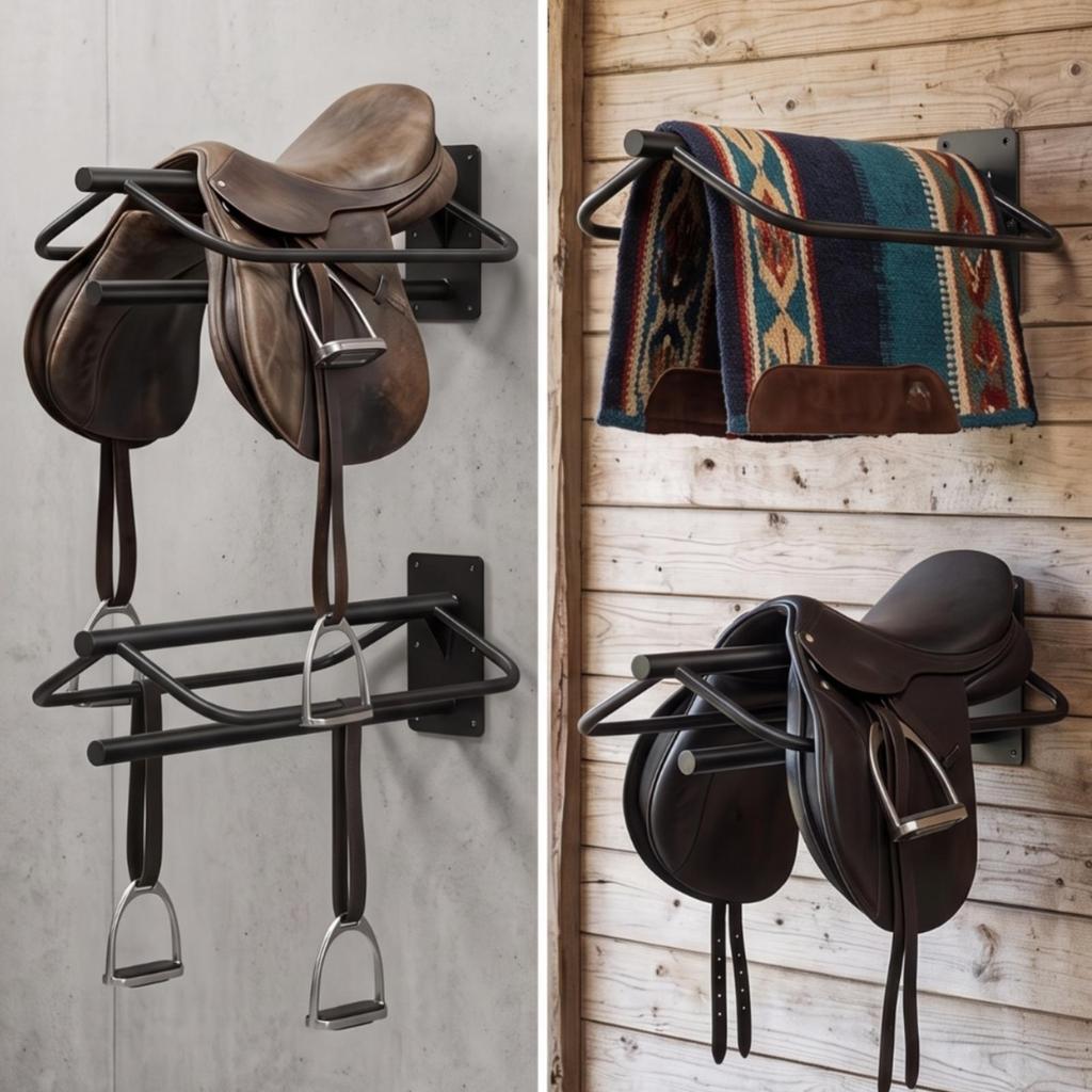 Wall Mounted Saddle Rack Reinforced Adaptable for Equestrians