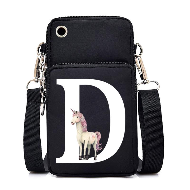 Unicorn Unicorn Letter Printing Black Oblique Span Bag Casual Portable Multi-Function Mobile Phone Bag