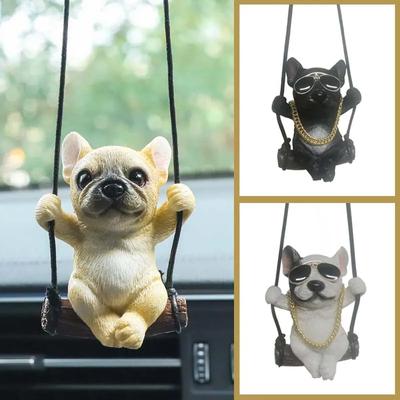 Sevimli Sallanan Köpek Bulldog Modeli Oto Dikiz Aynası Asılı Kolye Dekorasyon Kwaii Kucak Köpeği Araba İçi Aksesuarları Süsler