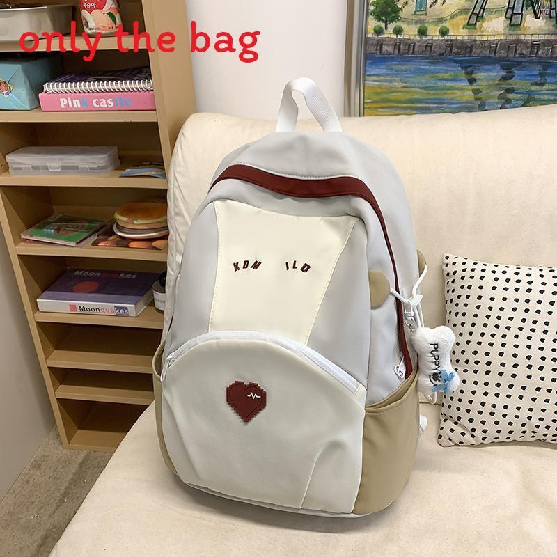 Backpack Casual Nylon With Letter Print Design And Heart Pattern School For