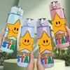 1PC You Are A Star Yellow Star Pattern 750ml Color Plastic Sports Water Bottle Leakproof Flip Straw Lid Suitable for Sports Office Home Use