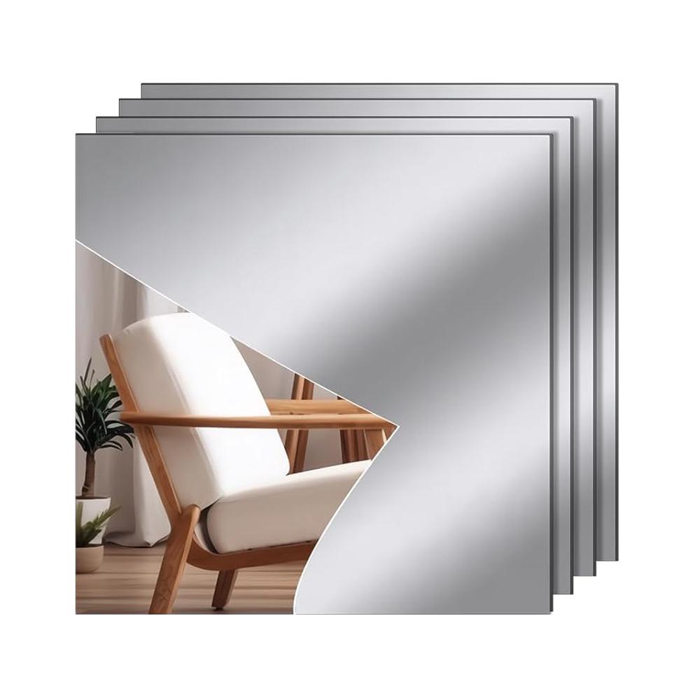 3D Mirror Wall Sticker DIY Square Acrylic Decal 2mm Full Body Wall Mirror Stickers for Bedroom Living Room Home Decor 2/4pcs