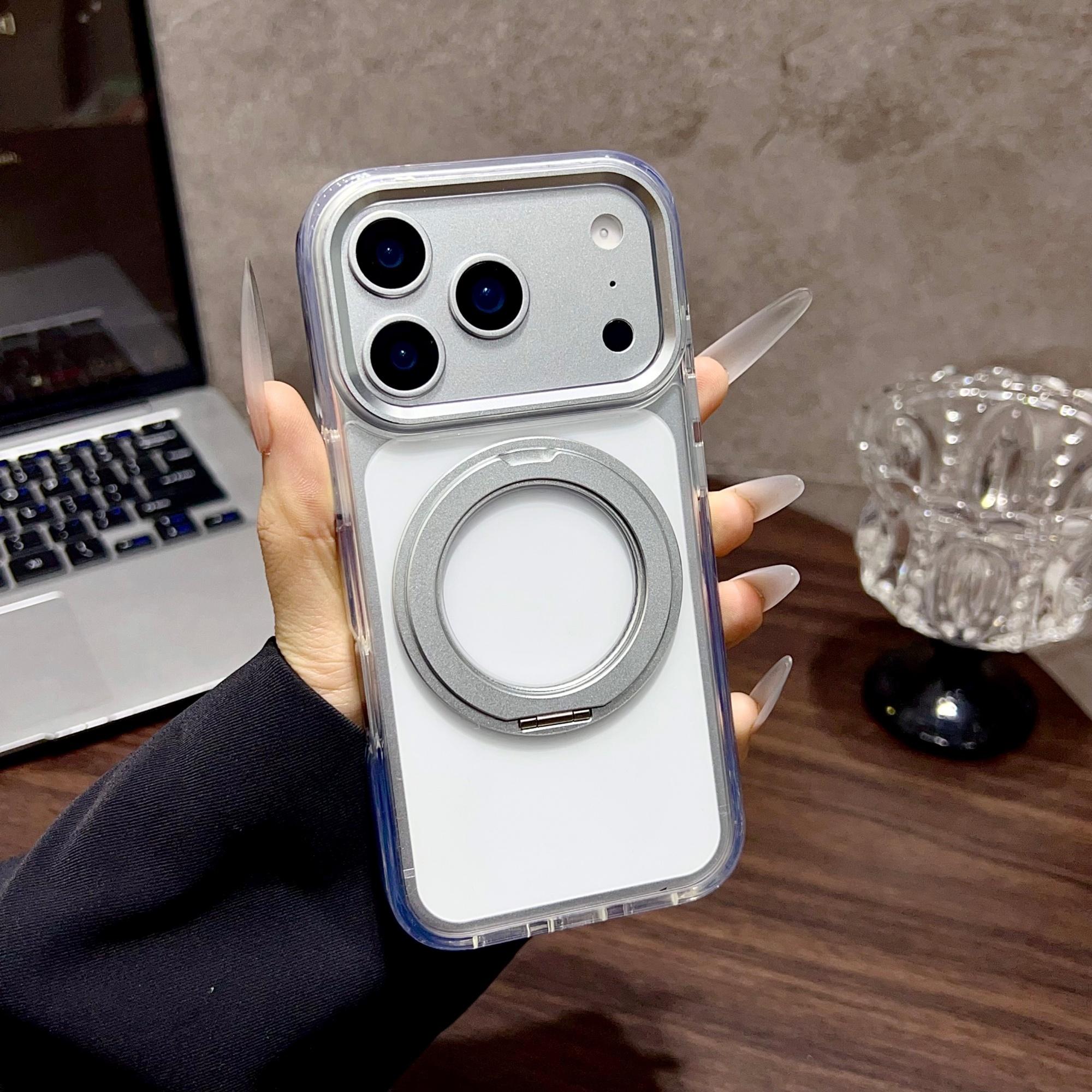 

360° Rotating Magnet Ring Fold Stand Phone Case For iPhone 17 Air 12 13 14 15 16 Plus 17 Pro Max Transparent Shockproof Cover iPhone 12 Pro Max