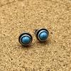 Round Turquoise Stud Earrings Vintage Design Delicate Jewelry Wedding Engagement Party Gift For Women Girls 1Pair