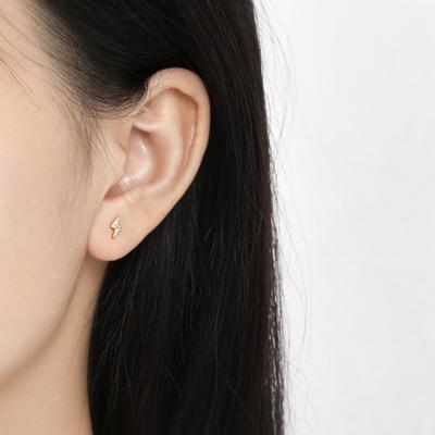Anti-allergic Mini Earrings Small Minimalist Zircon Lightning Stud Earrings