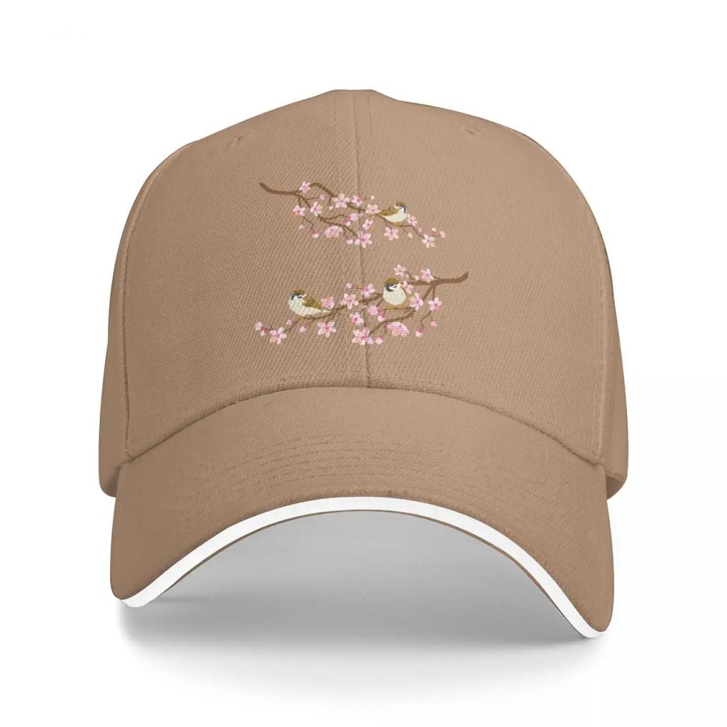 Cherry Blossom Japan Sakura with Bird Baseball Cap Custom Caps Thermal Visor Baseball Unisex Womens