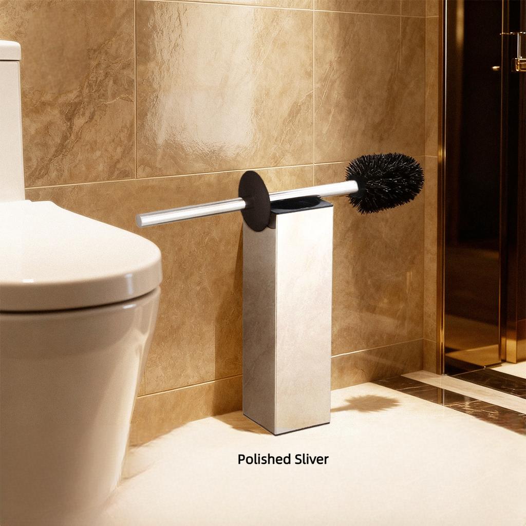 Floor-standing Bathroom Toilet Brush Holder Set Stainless Steel Square Cleaning Tools Vertical Toilet Brush Cleaning Accessories