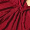 BITCED Plus Size Solid Color Casual Resort Dress Tie-Detail Resort V-Neck Midi Dress