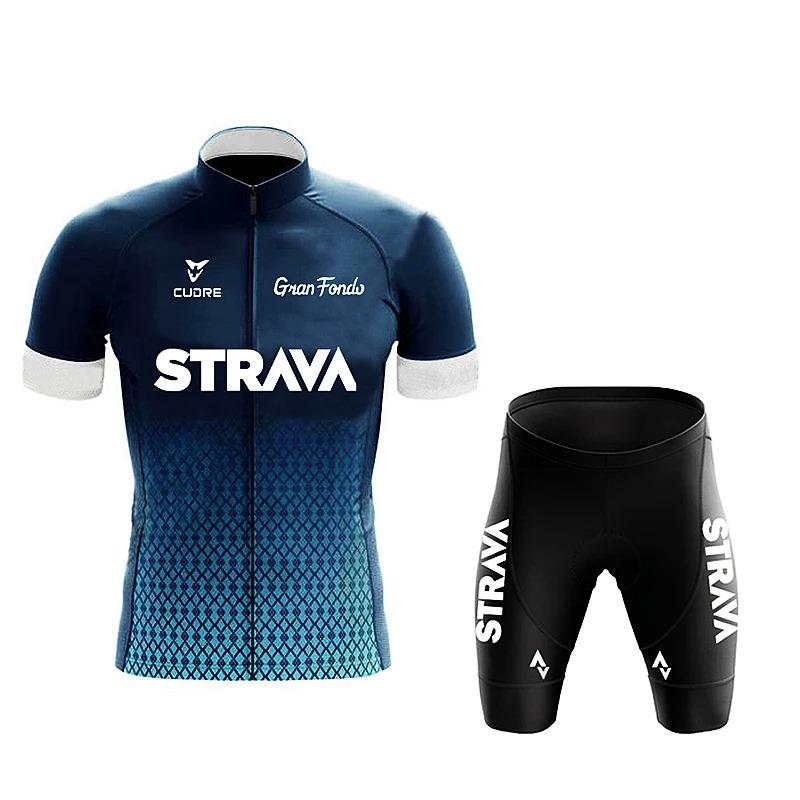 

2026 Strava Cycling Jersey Set Mens Bib Shorts Bicycle Short Sleeve Cycling Clothing Bike Maillot Ciclismo Hombre Black Sets For MTB XXL
