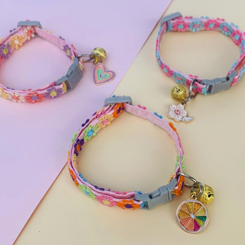 Pet Collar with Bell Cartoon Footprint Colorful Dog Puppy Kitten Collar Adjustable Safety Bell Ring Necklace Pet Accessories New