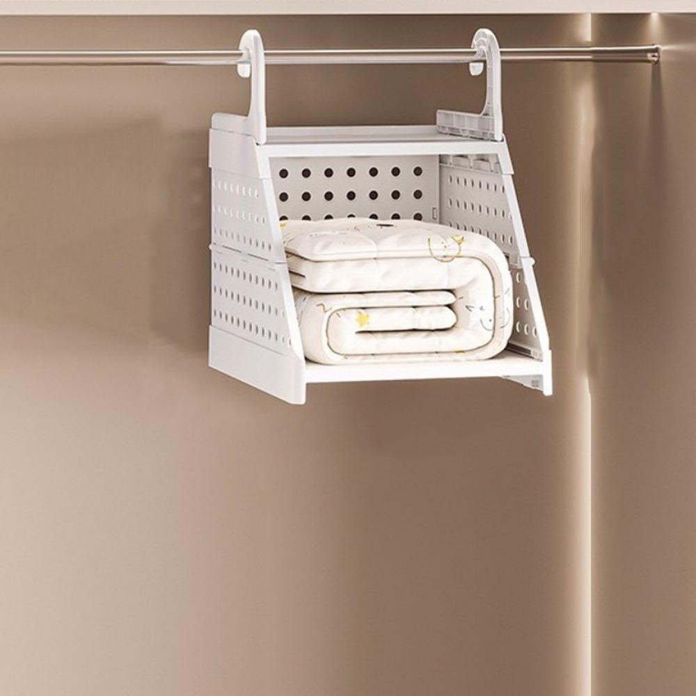 Plastic Multi-Layer Clothing Organizer Large Capacity Foldable Layered Partition Wardrobe Organizer with Hook Space Saving