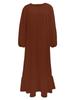 2024 Women's Retro Puff Sleeve Ruffle Dress with Pockets - Spring/Autumn Collection
