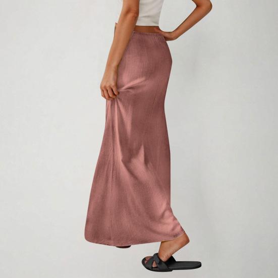 Maxi sukně v boho stylu s vysokým pasem, nastavitelnou stahovací šňůrkou, dlouhá sukně s rozparkem vzadu, jednobarevná, sukně pro office lady