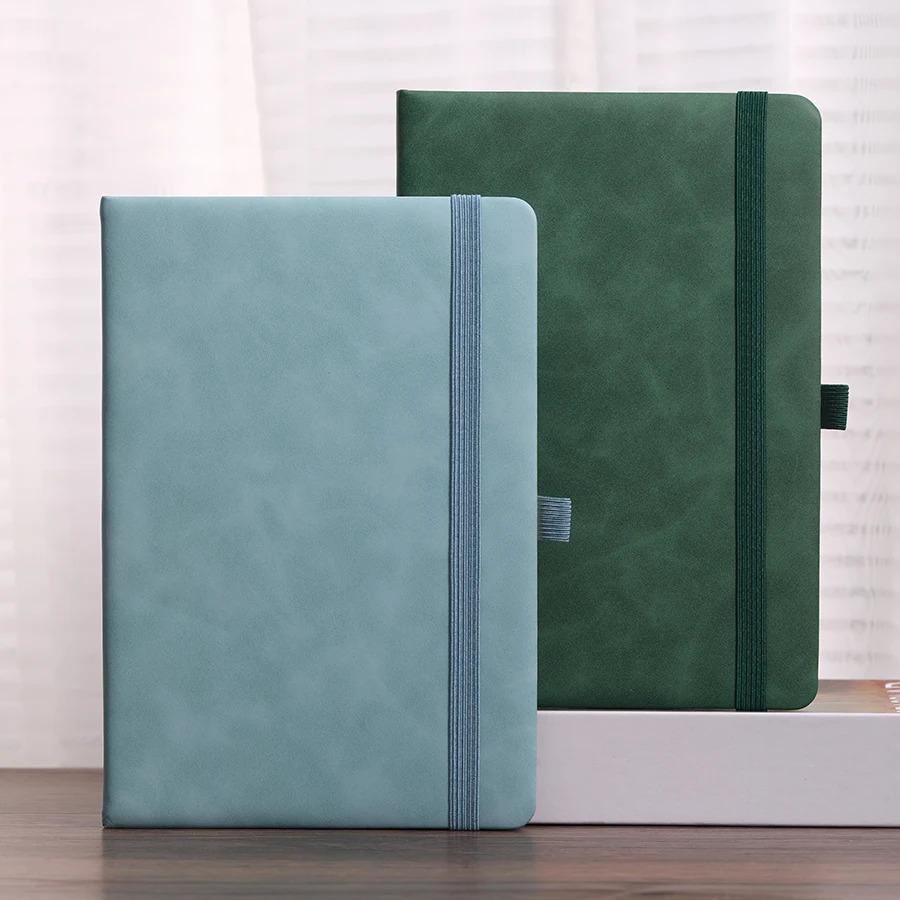 Vintage A5 Leather Strap Notebook with Leather Notebook Cover, Personalized Soft Cover, and Bookmark, Perfect for Business