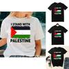 Free Palestine Men's Short Sleeve T-shirt With Round Neck Trendy Cartoon Print Polyester Fiber Teenage Style