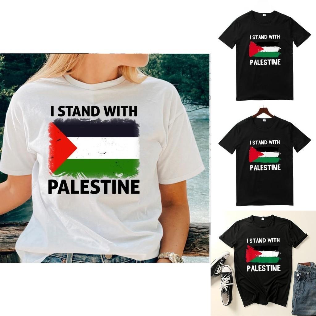 Free Palestine Men's Short Sleeve T-shirt With Round Neck Trendy Cartoon Print Polyester Fiber Teenage Style