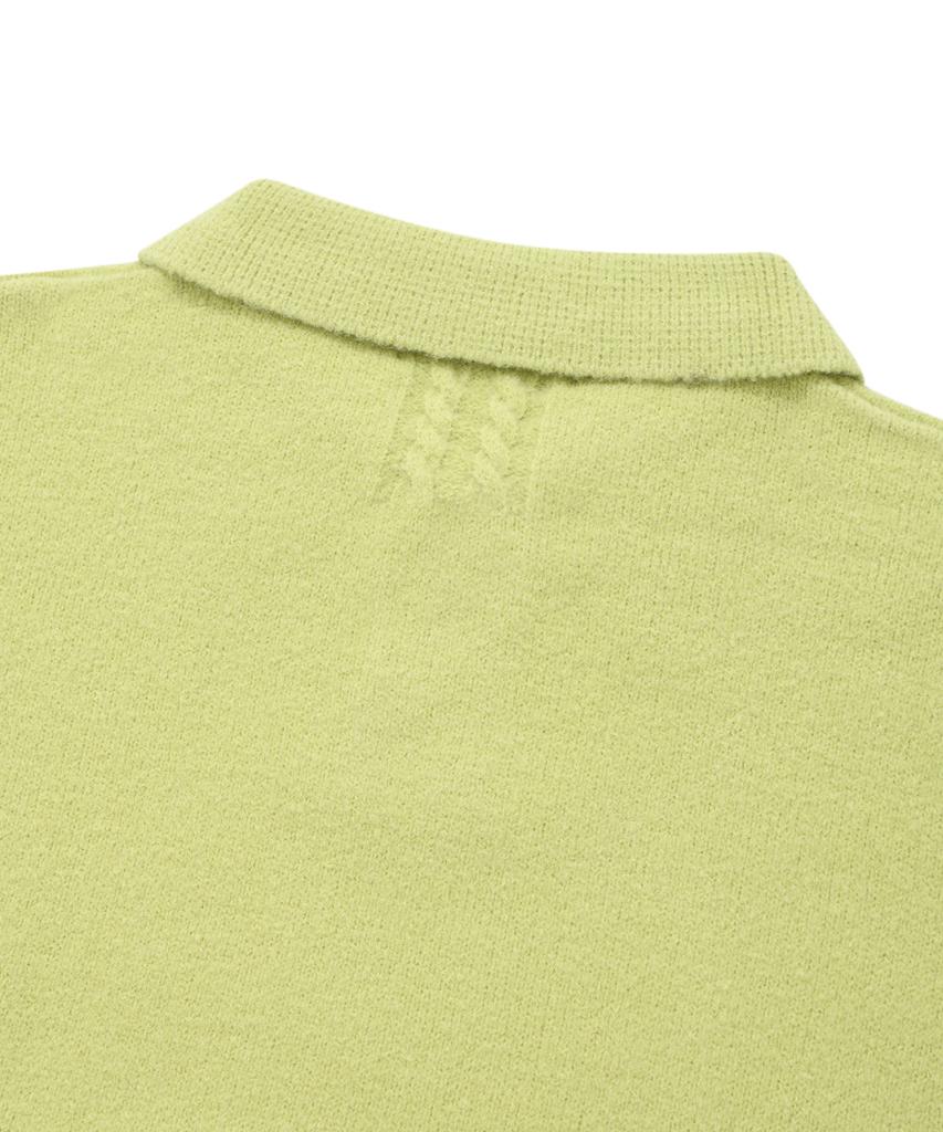COFWI Wool Button Knit Polo Shirt Lime