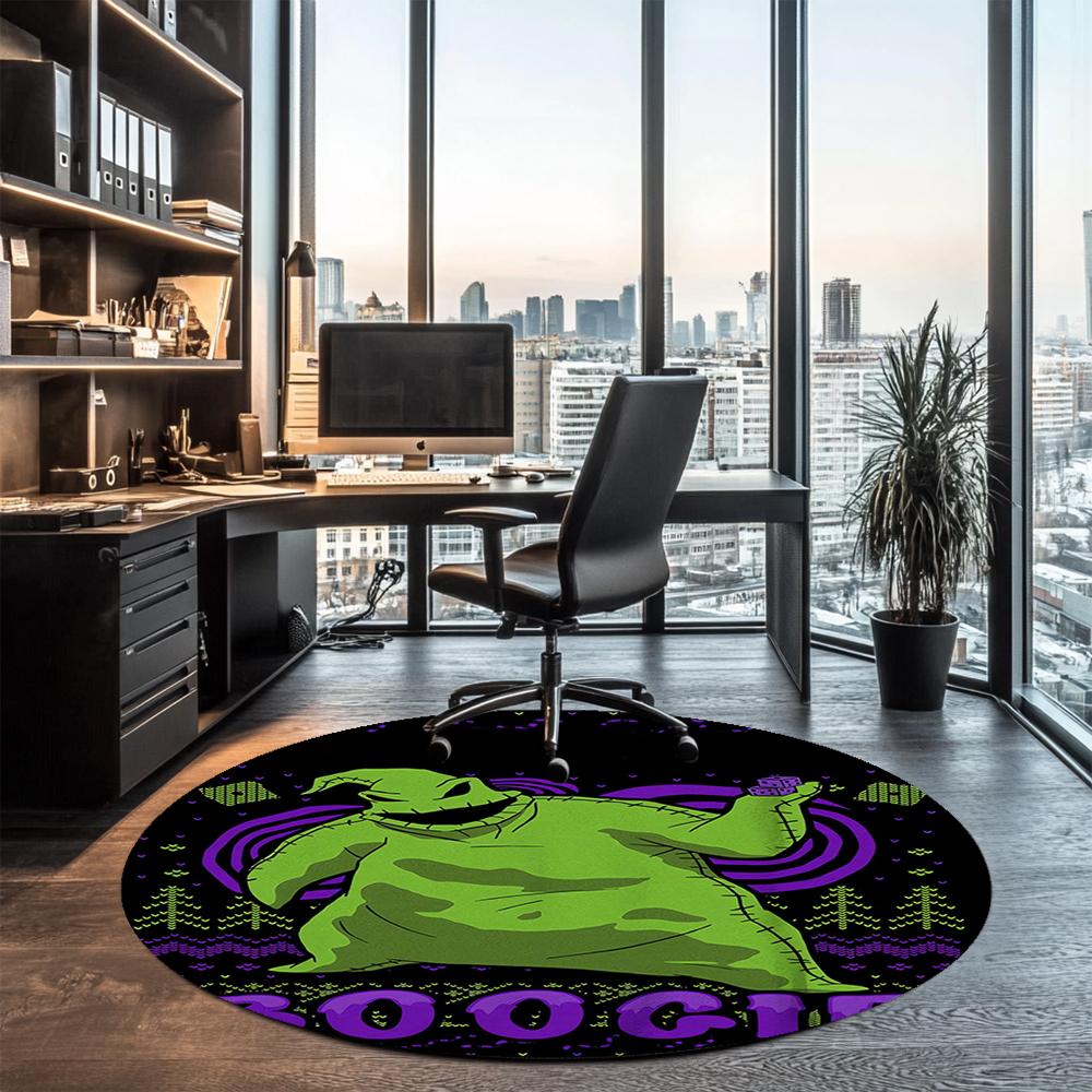 The Nightmare Before Christmas Printed Round Rug Carpet Chair Rug Area Rug Entryway Doormats,for Office Chair Living Room Bedroom Kitchen Room.