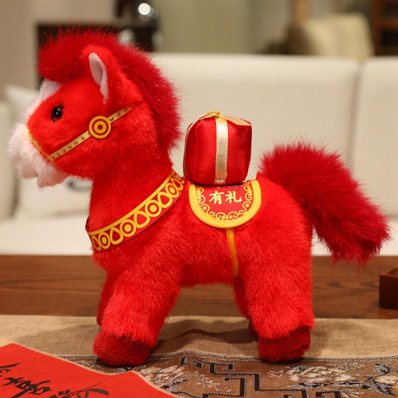 Red Lucky Horse Plush Toy New Year Mascot Horse Plush Toys Chinatown Boutique Horse Year Decor Festival Gift 15cm