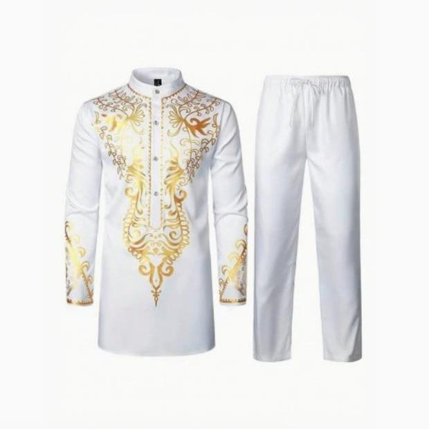 

Мусульманский халат с узором и принтом, брюки с длинными рукавами, арабские мужчины XL