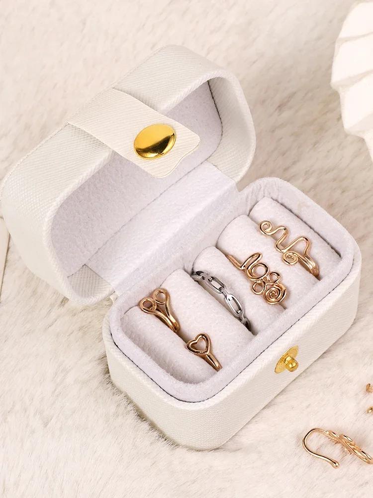 1Pc-Exquisite Jewelry Box Simple Ring Necklace Earring Storage Simple Style Daily Travel Portable Storage Box