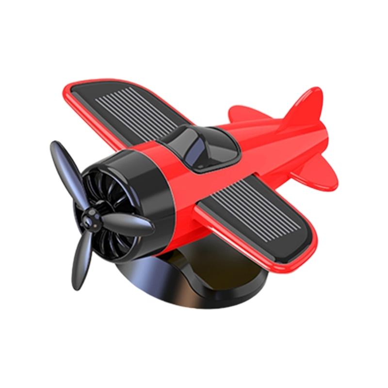 Solar Energy Powered 360 Spin Aircraft Car Ornament ABS Dashboard Decoration with Not Slip Base Interior decors