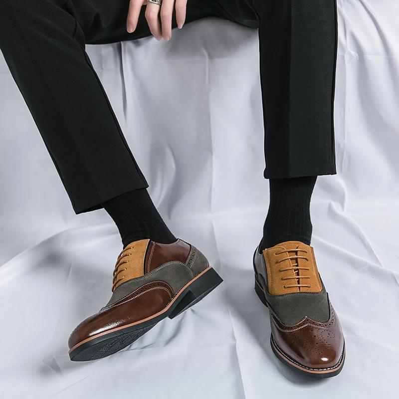 Men Derby Shoes Square Toe Lace-up Mixed Colors Shoes for Men with  Size 38-48 Dress Shoes Men