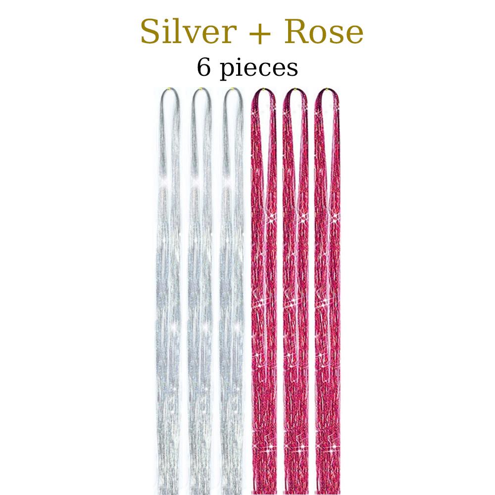 48 Inch Synthetic Hair Tinsel Kit With Tool 1200 strands Tinsel Hair Extensions 12 Colors Fairy Hair Tinsel Sparkling Shiny Hair