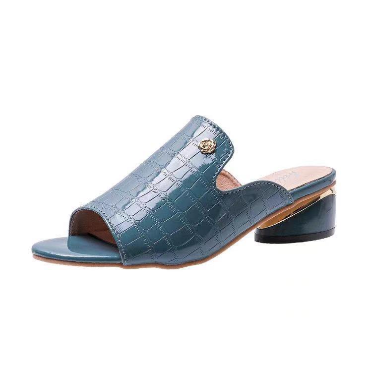 BigSize 45 HotSeason BrandNew Black One-slide Slippers Thick Heel Non-slip DailyWear Versatile Sandals Lady Slippers