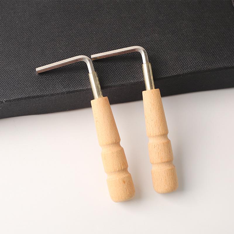 Guitar Neck & String Spacing Adjustment Wrench with 4mm Hex and Wooden Handle for Electric & Acoustic Guitars