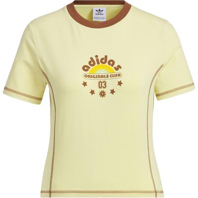Originals Retro Sport Camp Crop Fitted Round Neck Fashion Soft Versatile Short Sleeve Regular T-Shirt Women Tops Powder-Yellow JX6571