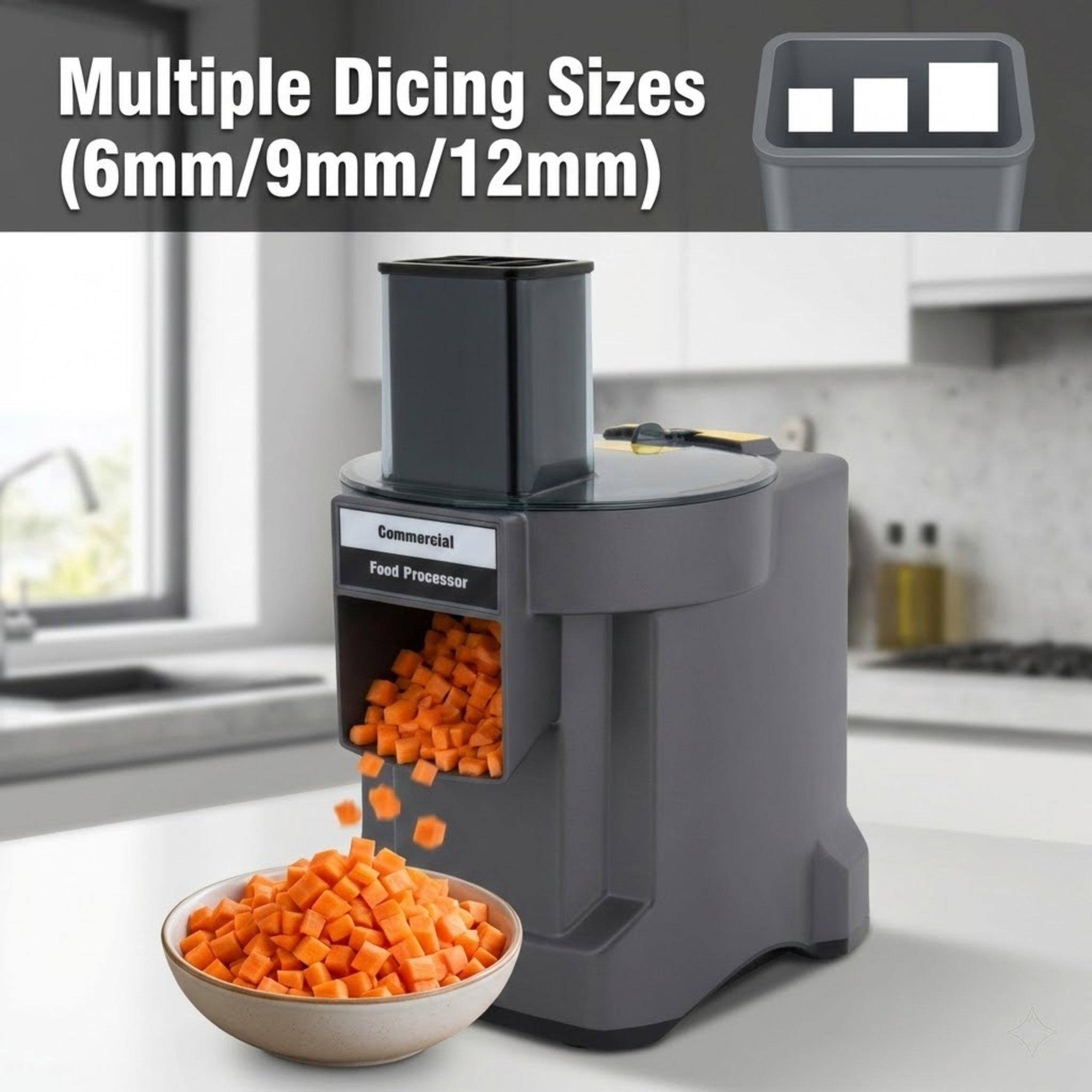 

Electric Commercial Food Processor 3-In-1 Vegetable Cutter with Multiple Blades for Slicing Dicing Shredding United States