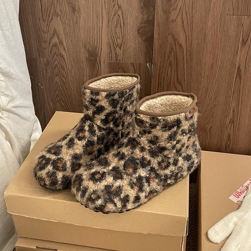 

Women s thick-soled winter fur one lightweight warm anti-cold plus velvet fur snow boots non-slip wear casual sneakers cotton boots 40 цветной печати леопарда
