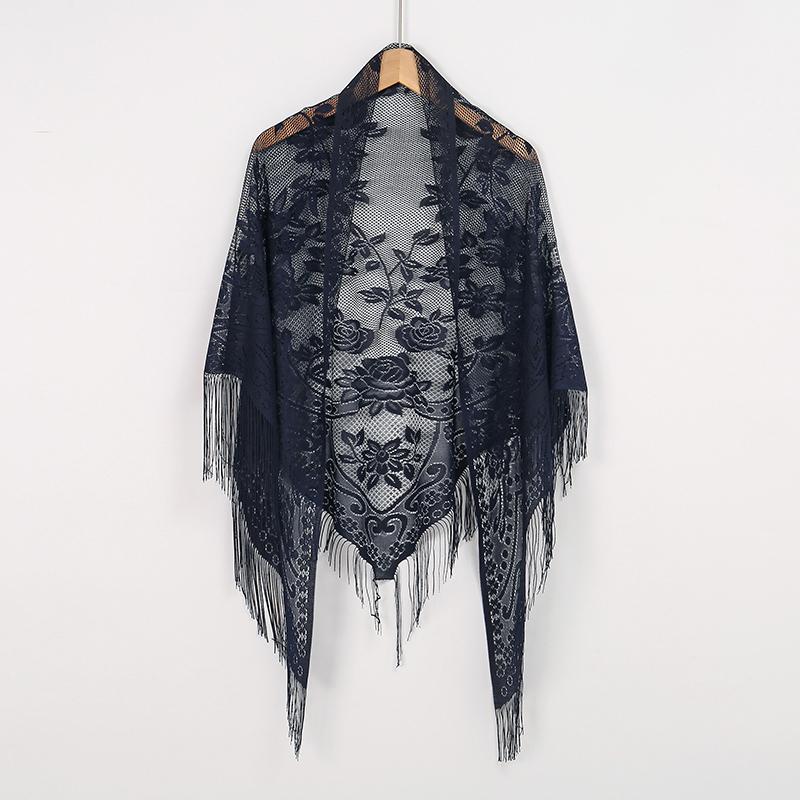 Women Fashion Triangle Wrap Lady Shawl Flower Lace Scarf Female Baby Tassel Shawls Scarves Spring Summer Photo Props Accessories