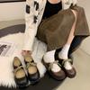 French evening breeze with skirt shallow mouth grandma shoes girl 2025 autumn and winter new fashion fairy shoes gentle single shoes girl