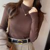 Fashion Solid Half High Neck Knitted Sweater Women Slim Fit Casual Elegant Pullover Sweaters Autumn and Winter Long Sleeve Knitwear Sweater Tops 24841