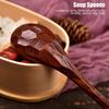 5Pcs Solid Wood Wooden Spoons Polished Surface Long Handle Spoons Tableware Set  For Soup Cooking