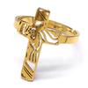 Dornenkrone Jesus Christus Kreuz Ring für Damen Herren Edelstahl Goldfarbe Kruzifix Ringe Schmuck anillos hombre