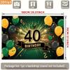 2D 40th Birthday Party Backdrop Green Gold Balloon & Crown Themed Photography Background