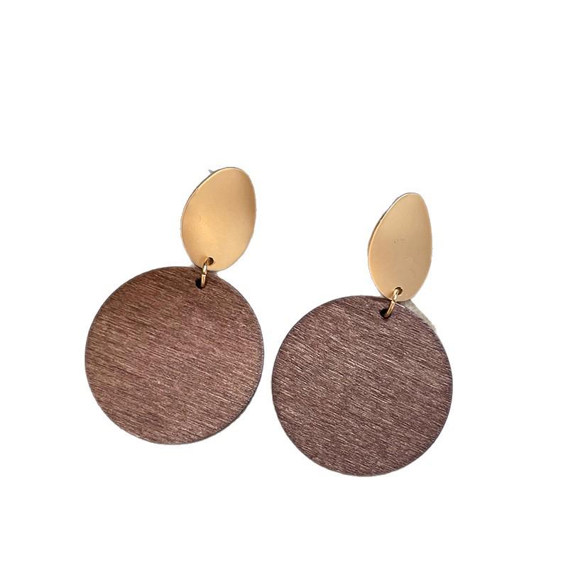 Silbernadel Oval Holzspan Ohrringe: Modischer Retro-Stil, Vielseitige High-End Nischen Ohrstecker