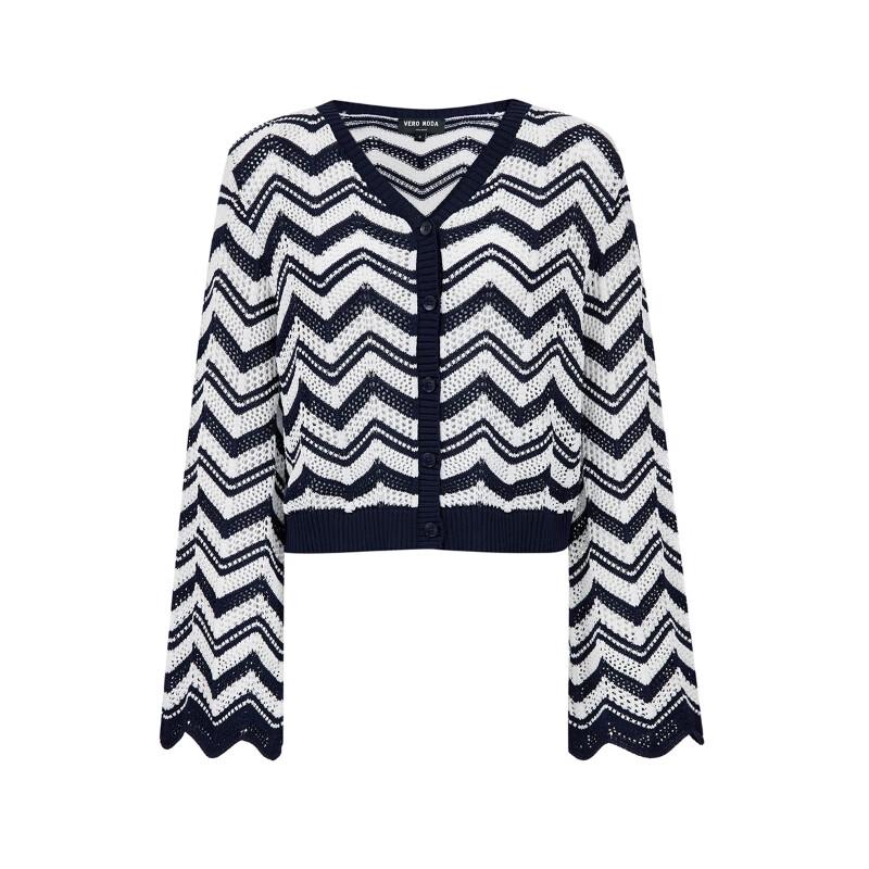 VEROMODA Women's V-Neck Hollow Knit Short Top