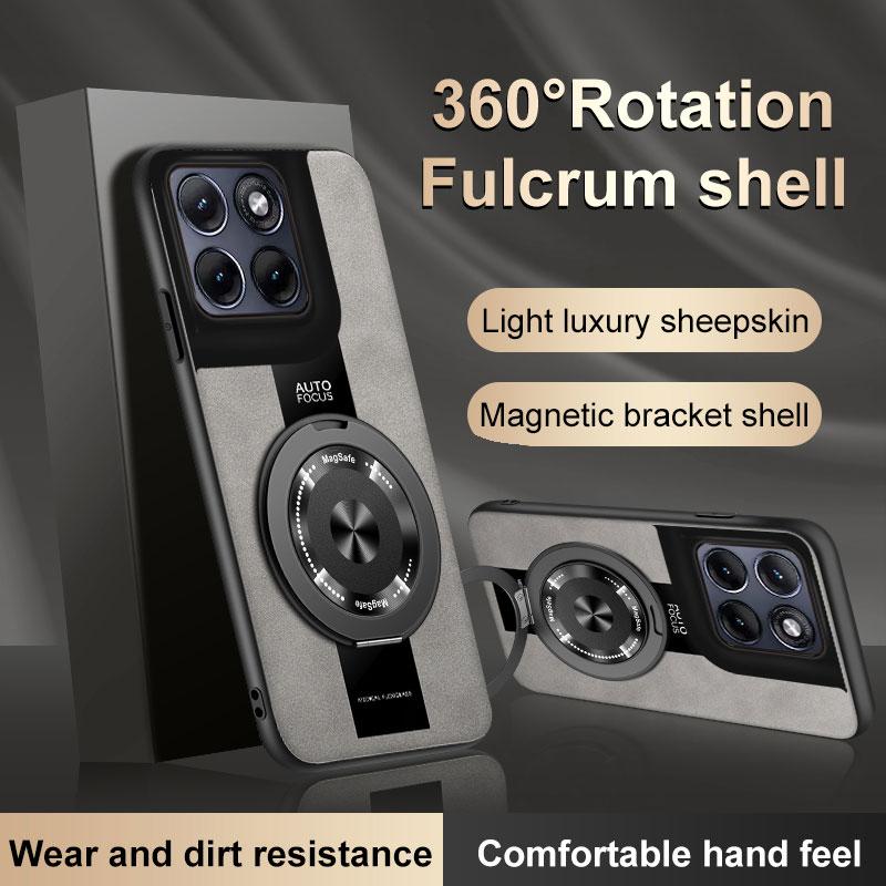 Retro PU Leather Magnetic Cover For Motorola Edge 70 60 50 Fusion Pro Neo 360° Rotatable Ring Stand Case For Motorola Signature